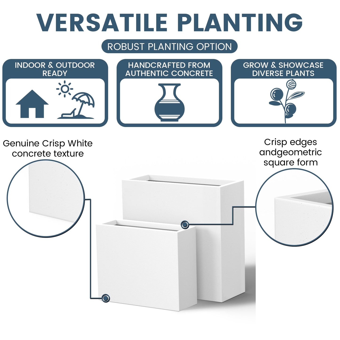 Fioriere rettangolari alte in cemento / Grandi fioriere da interno ed esterno