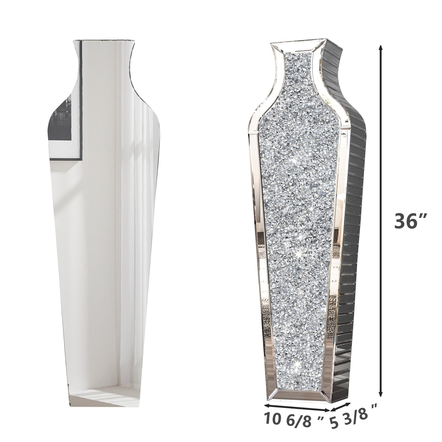 Vaso da terra alto con diamanti frantumati