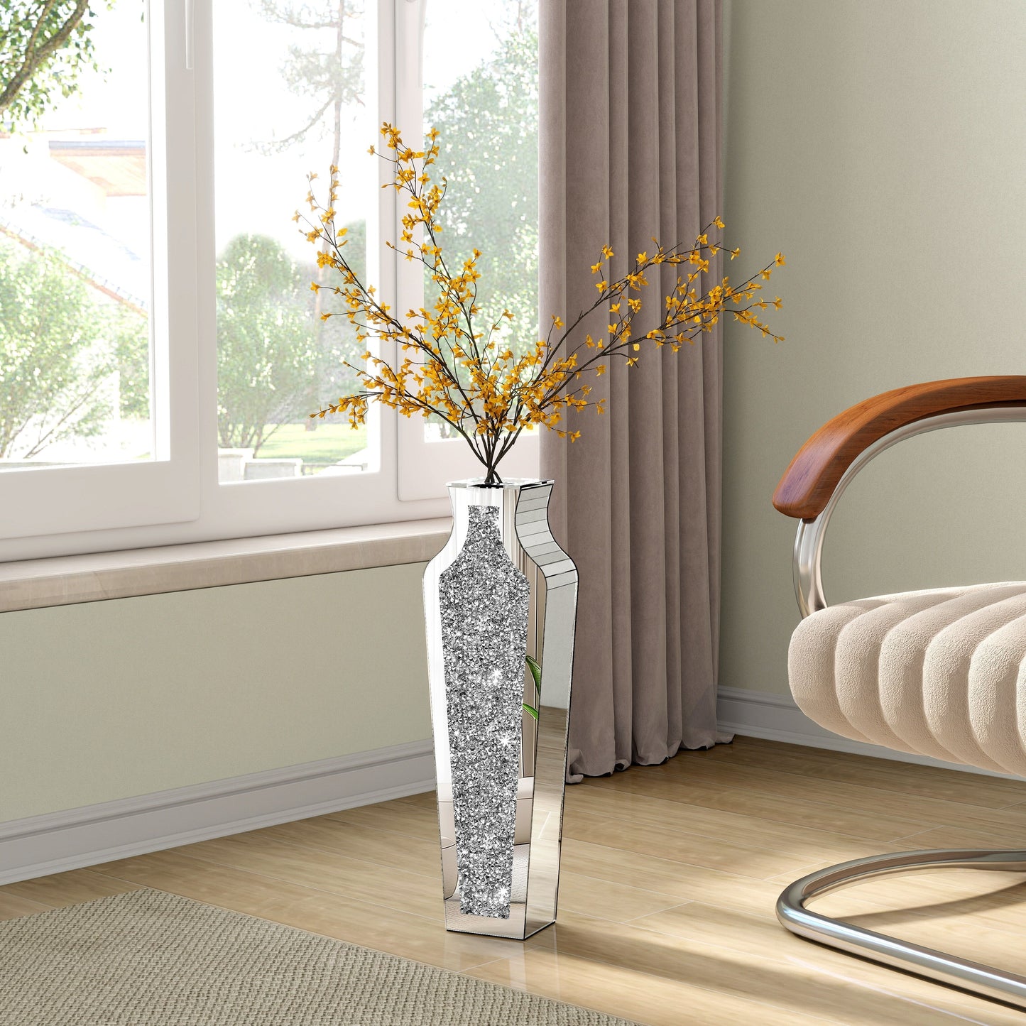 Vaso da terra alto con diamanti frantumati