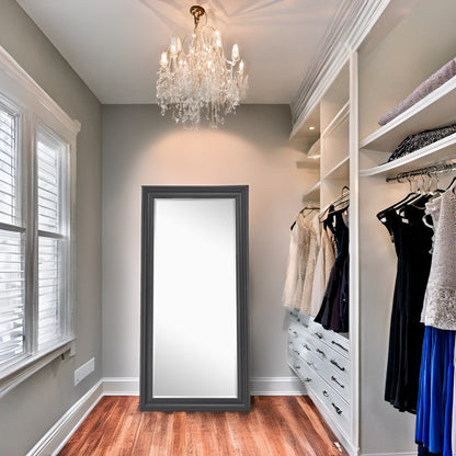 Specchio alto, specchio a figura intera, specchio di grandi dimensioni, cornice liscia in finto legno, specchio rettangolare da parete