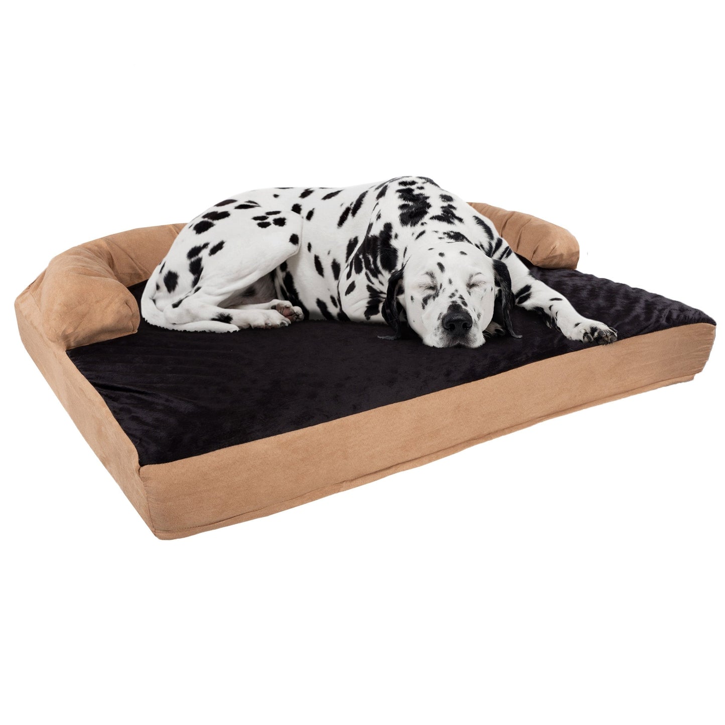 Cuccia per animali domestici color marrone chiaro/nero - Divano ortopedico per cani a 3 strati con gel rinfrescante, memory foam e supporto per il collo