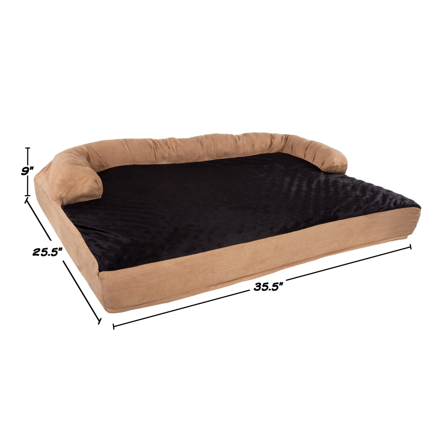 Cuccia per animali domestici color marrone chiaro/nero - Divano ortopedico per cani a 3 strati con gel rinfrescante, memory foam e supporto per il collo