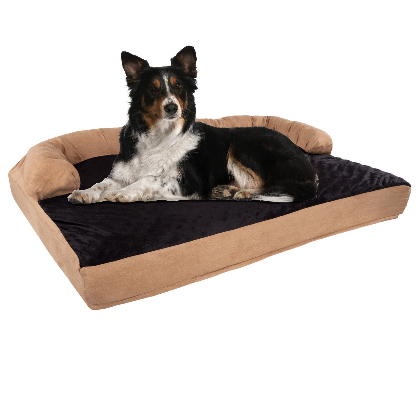 Cuccia per animali domestici color marrone chiaro/nero - Divano ortopedico per cani a 3 strati con gel rinfrescante, memory foam e supporto per il collo