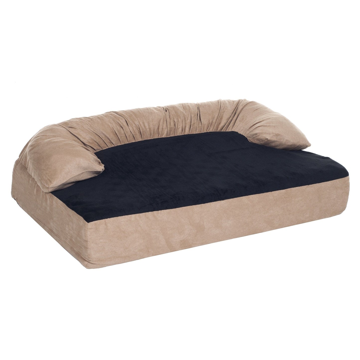 Cuccia per animali domestici color marrone chiaro/nero - Divano ortopedico per cani a 3 strati con gel rinfrescante, memory foam e supporto per il collo