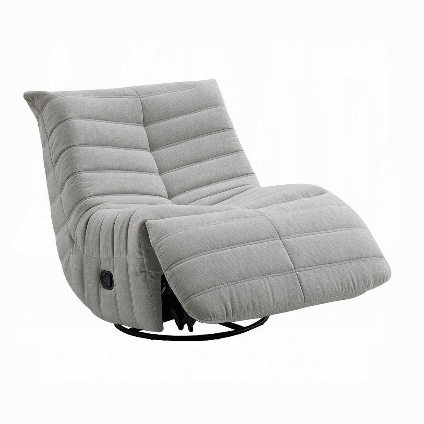 Poltrona reclinabile manuale girevole Taon Swivel Glider, ciniglia grigio chiaro trapuntata