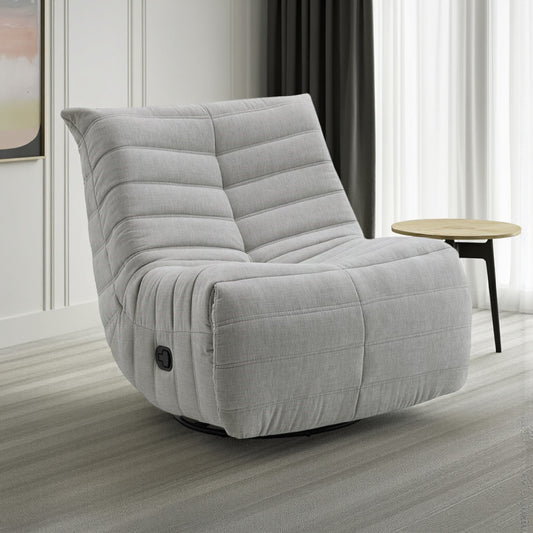 Poltrona reclinabile manuale girevole Taon Swivel Glider, ciniglia grigio chiaro trapuntata