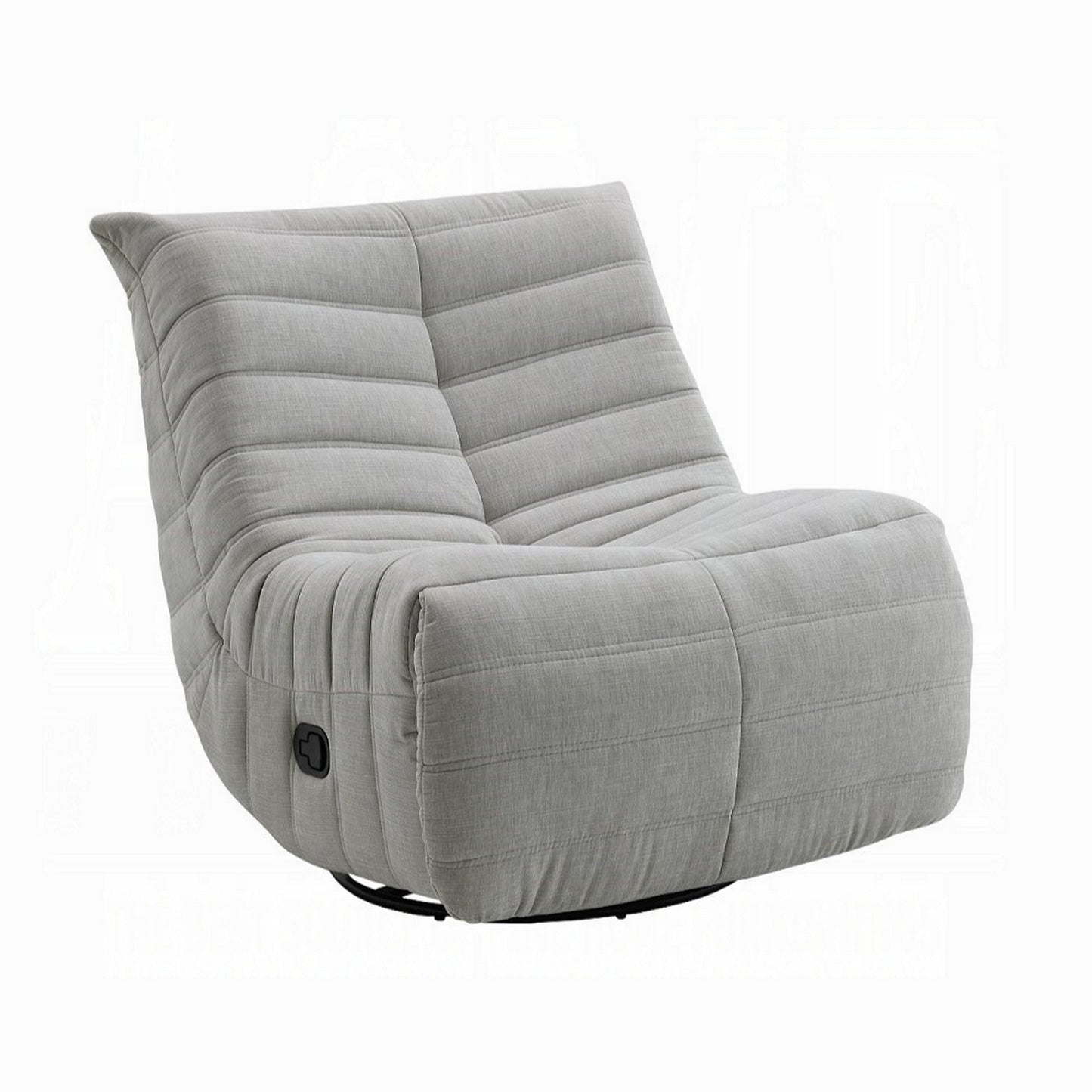 Poltrona reclinabile manuale girevole Taon Swivel Glider, ciniglia grigio chiaro trapuntata