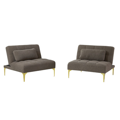 Divano letto componibile in ciniglia color tortora 80.31 con struttura in legno massello per soggiorno