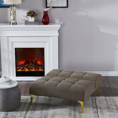 Divano letto singolo modulare in ciniglia color tortora con struttura in legno massello per soggiorno