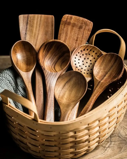 Set di utensili da cucina in legno di teak