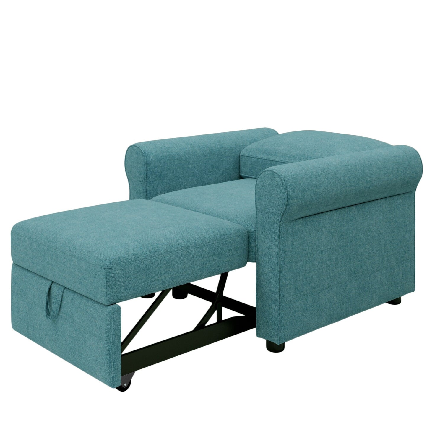 Divano letto singolo convertibile 3 in 1 in lino Teal Modern 34 con schienale regolabile per soggiorno