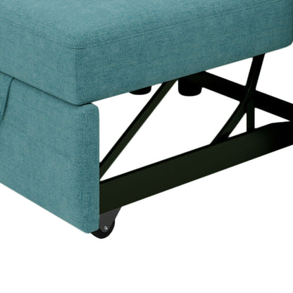 Divano letto singolo convertibile 3 in 1 in lino Teal Modern 34 con schienale regolabile per soggiorno