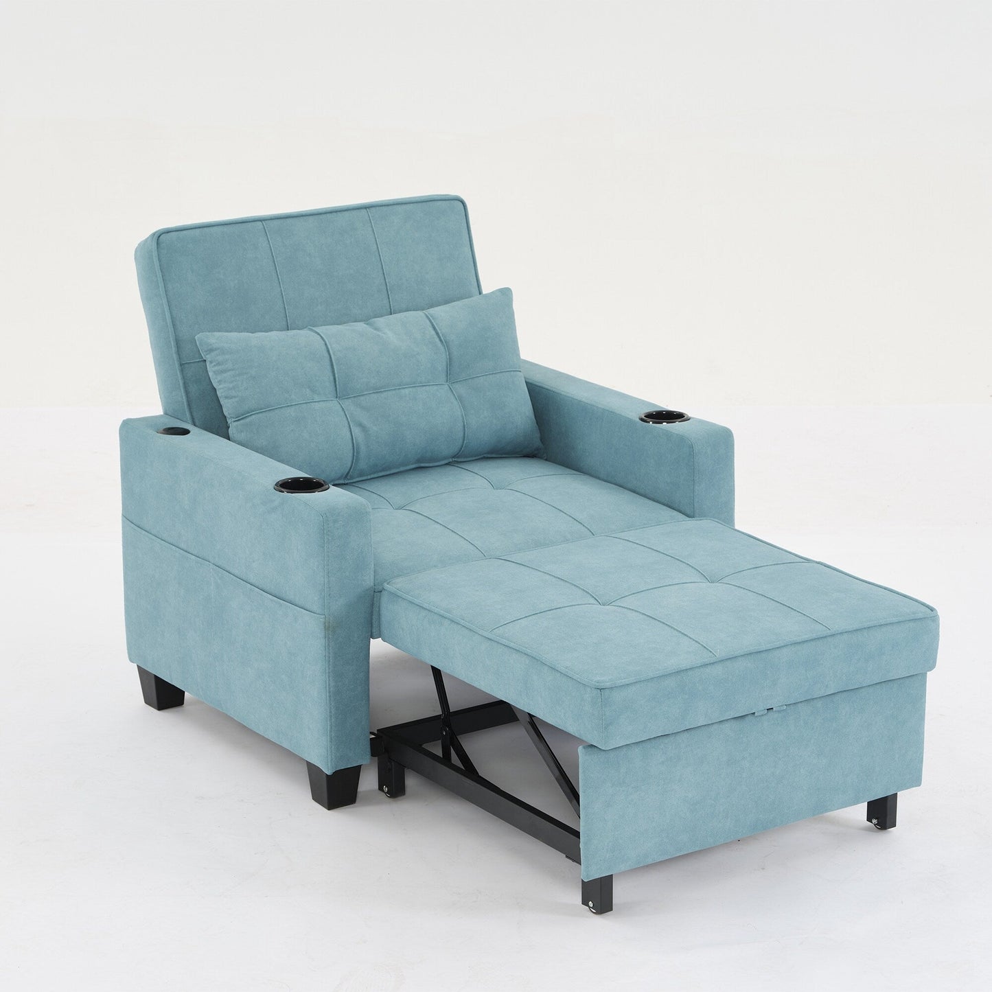 Divano letto convertibile in tessuto tecnico con porte USB