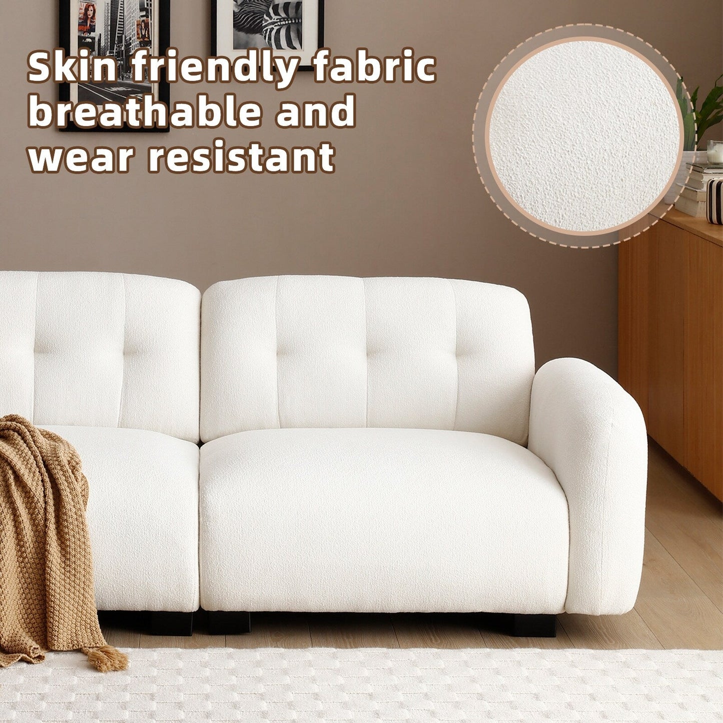 Divano Teddy a 3 posti con gambe in legno