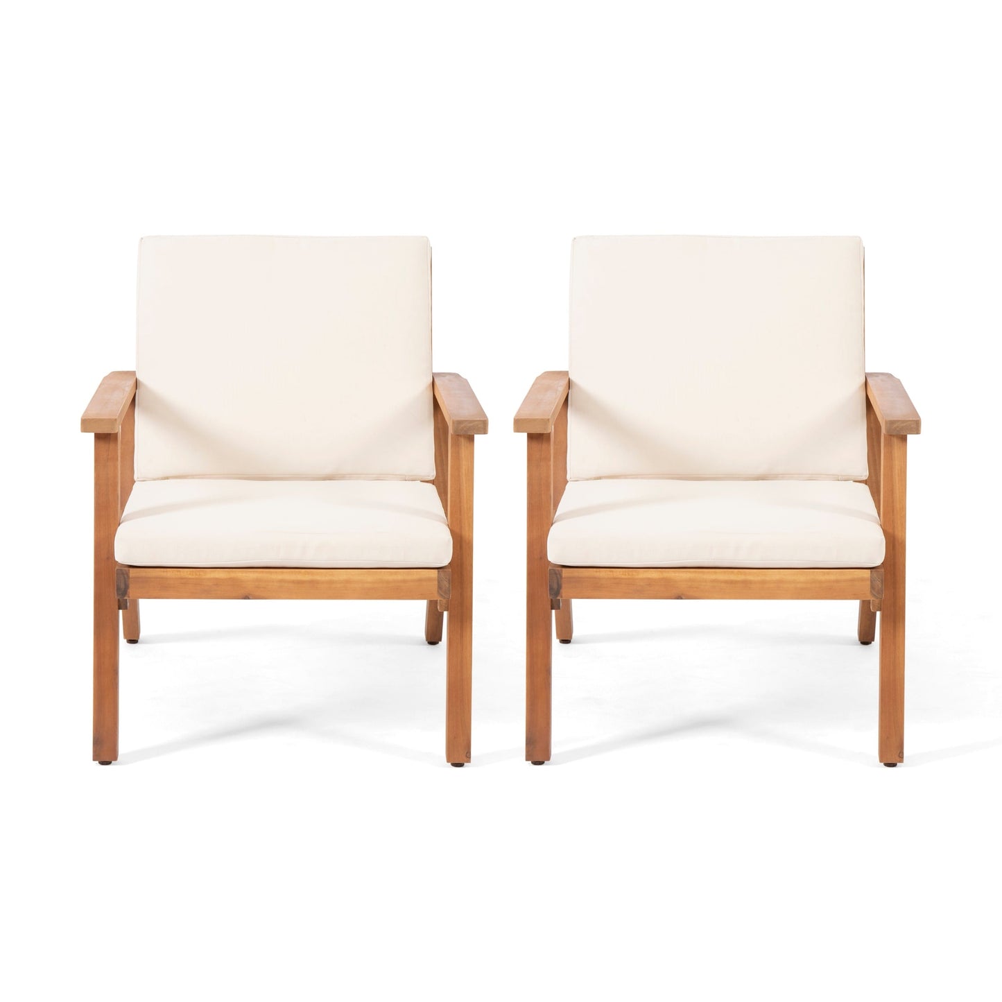 Sedie da esterno in legno di acacia con cuscini Temecula (set da 2) di Christopher Knight Home