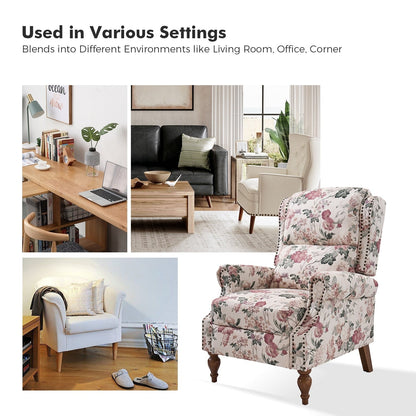 Poltrona reclinabile manuale Terri Classic Cutaway Arms con borchie per soggiorno, set da 2 di HULALA HOME