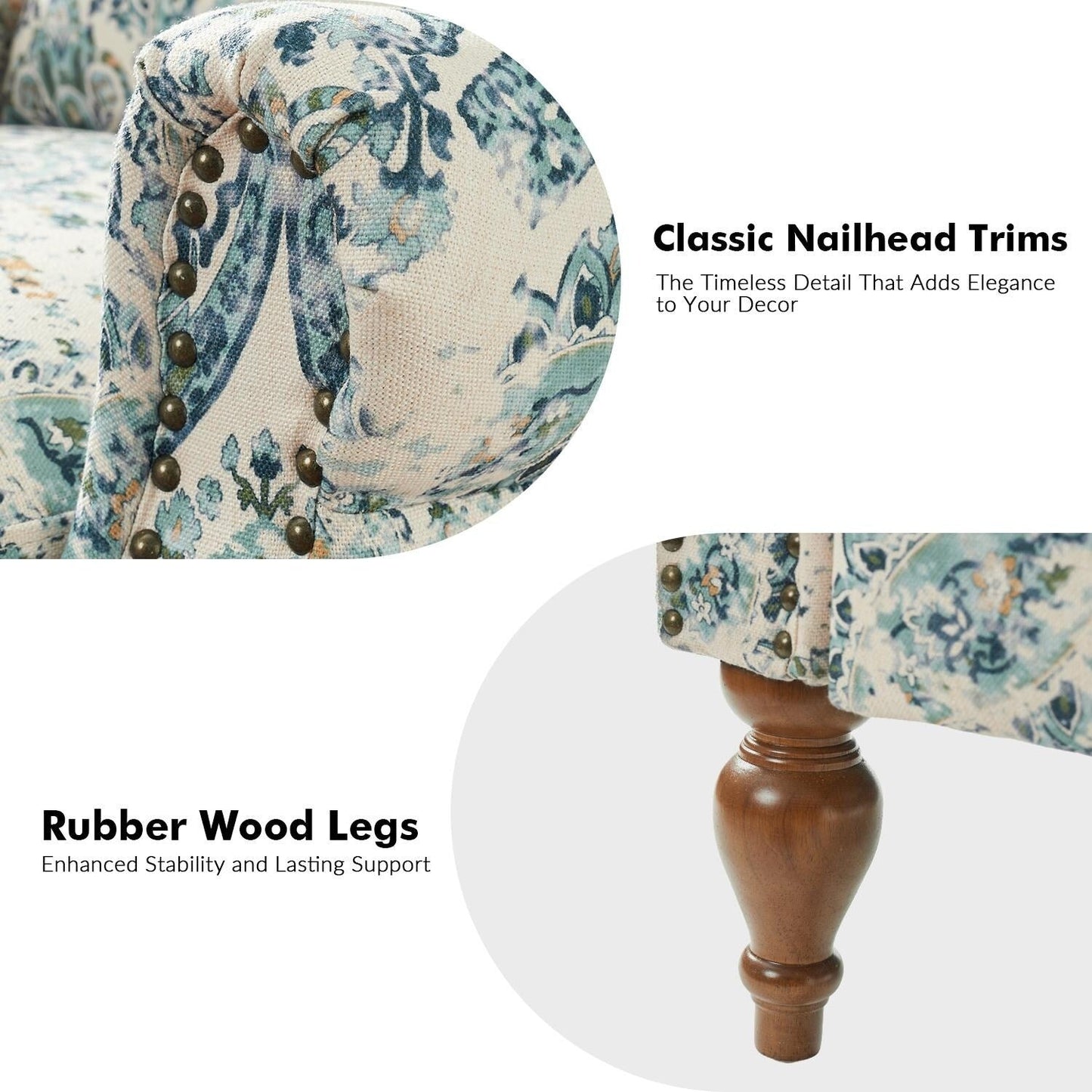 Poltrona reclinabile manuale Terri Classic Cutaway Arms con borchie per soggiorno, set da 2 di HULALA HOME