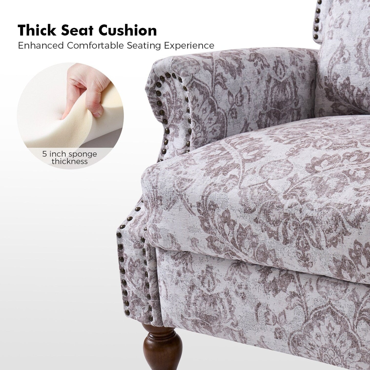 Poltrona reclinabile manuale Terri Classic Cutaway Arms con borchie per soggiorno, set da 2 di HULALA HOME