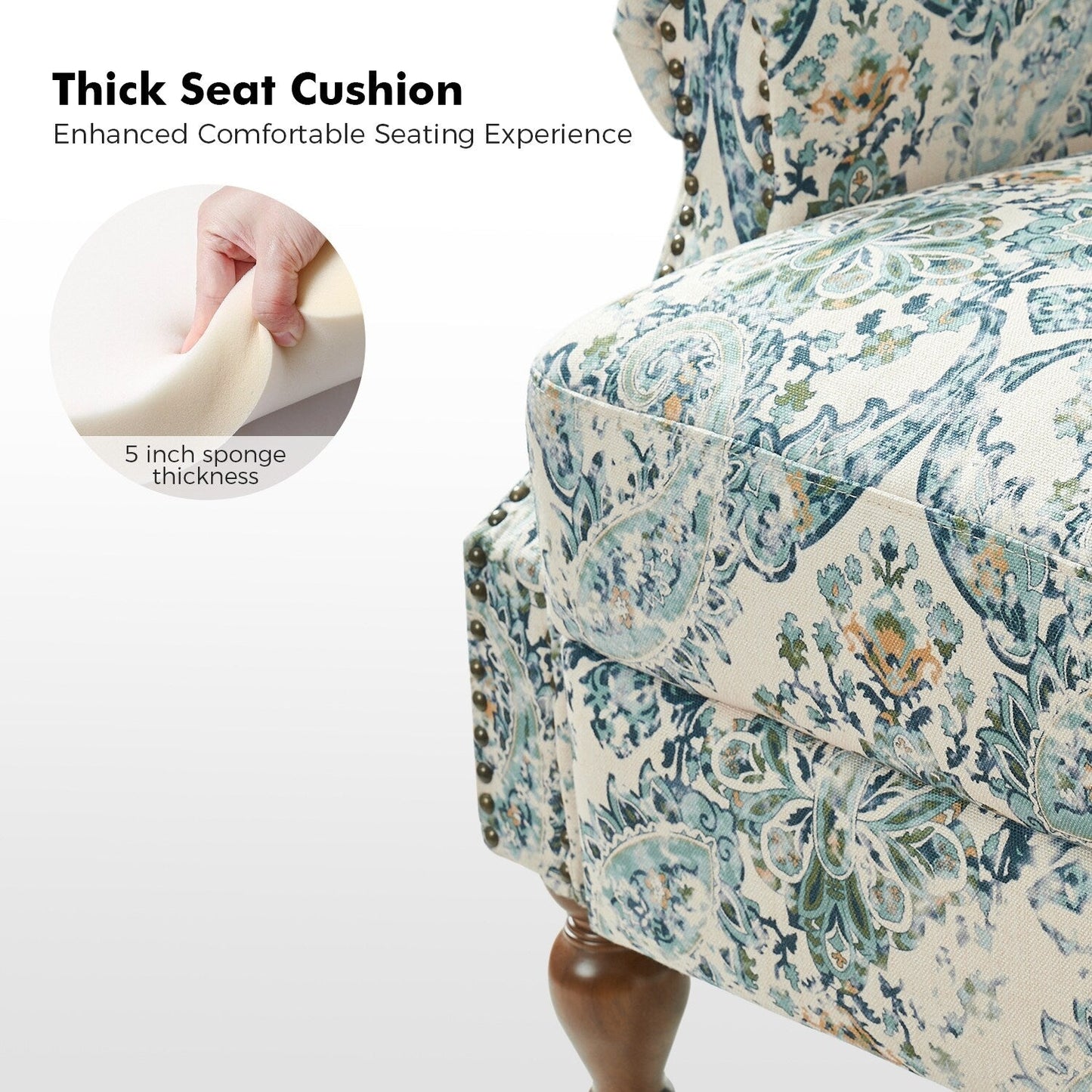 Poltrona reclinabile manuale Terri Classic Cutaway Arms con borchie per soggiorno, set da 2 di HULALA HOME