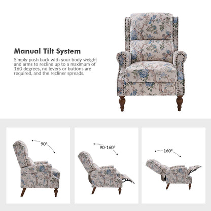 Poltrona reclinabile manuale Terri Classic Cutaway Arms con borchie per soggiorno, set da 2 di HULALA HOME