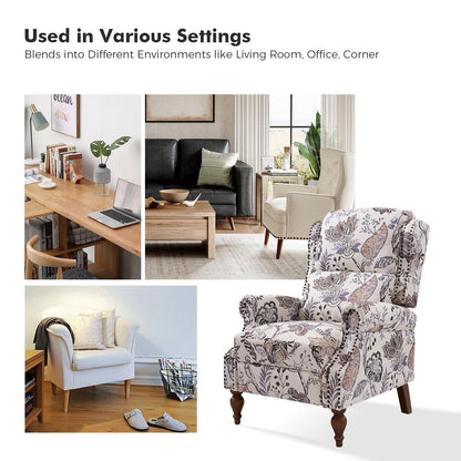 Poltrona reclinabile manuale Terri Classic Cutaway Arms con borchie per soggiorno, set da 2 di HULALA HOME