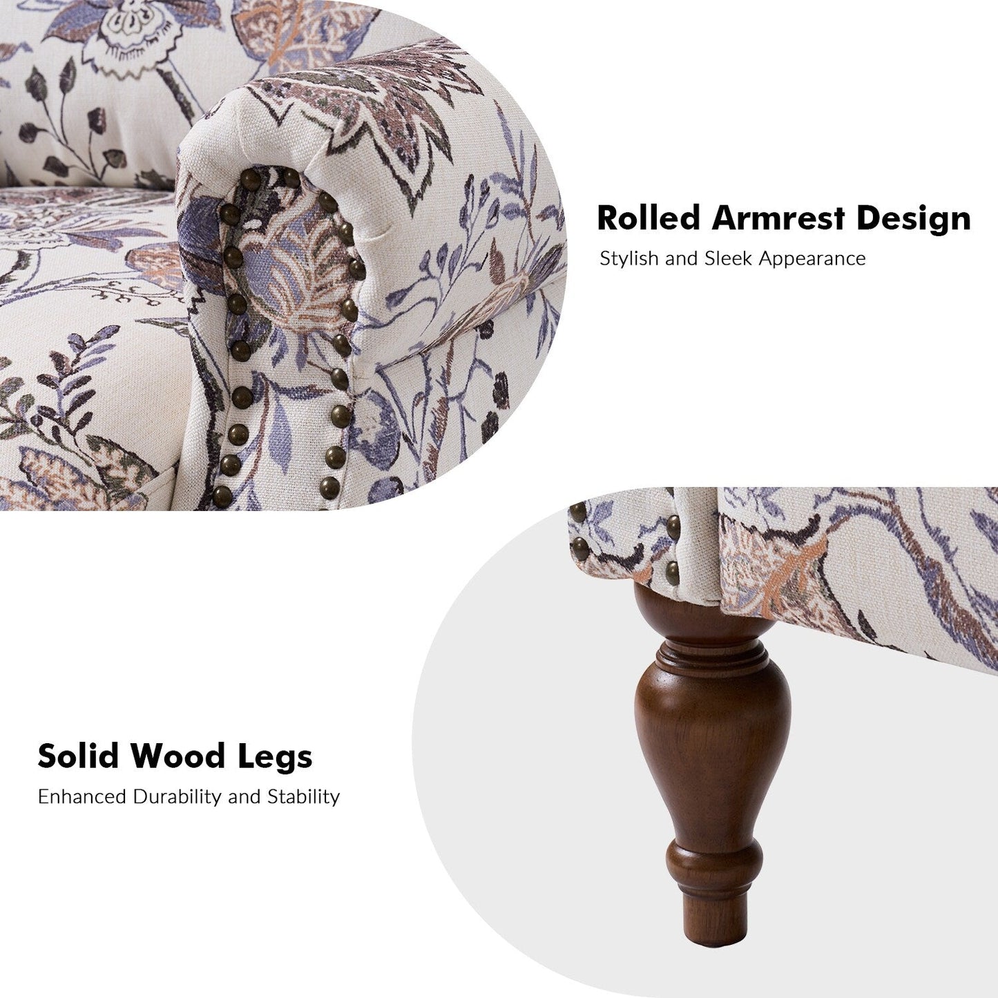 Poltrona reclinabile manuale Terri Classic Cutaway Arms con borchie per soggiorno, set da 2 di HULALA HOME