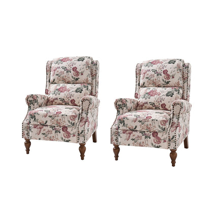 Poltrona reclinabile manuale Terri Classic Cutaway Arms con borchie per soggiorno, set da 2 di HULALA HOME