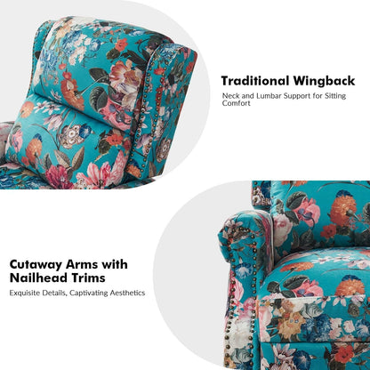 Poltrona reclinabile manuale Terri Classic Cutaway Arms con borchie per soggiorno, set da 2 di HULALA HOME