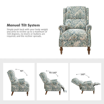 Poltrona reclinabile manuale Terri Classic Cutaway Arms con borchie per soggiorno di HULALA HOME