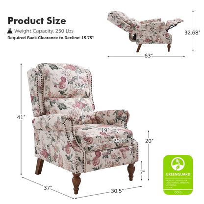 Poltrona reclinabile manuale Terri Classic Cutaway Arms con borchie per soggiorno di HULALA HOME