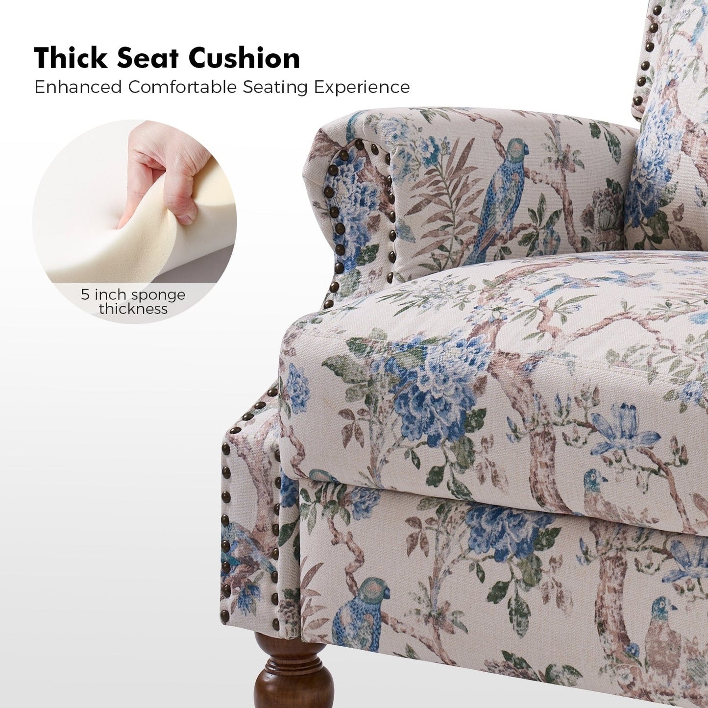 Poltrona reclinabile manuale Terri Classic Cutaway Arms con borchie per soggiorno di HULALA HOME