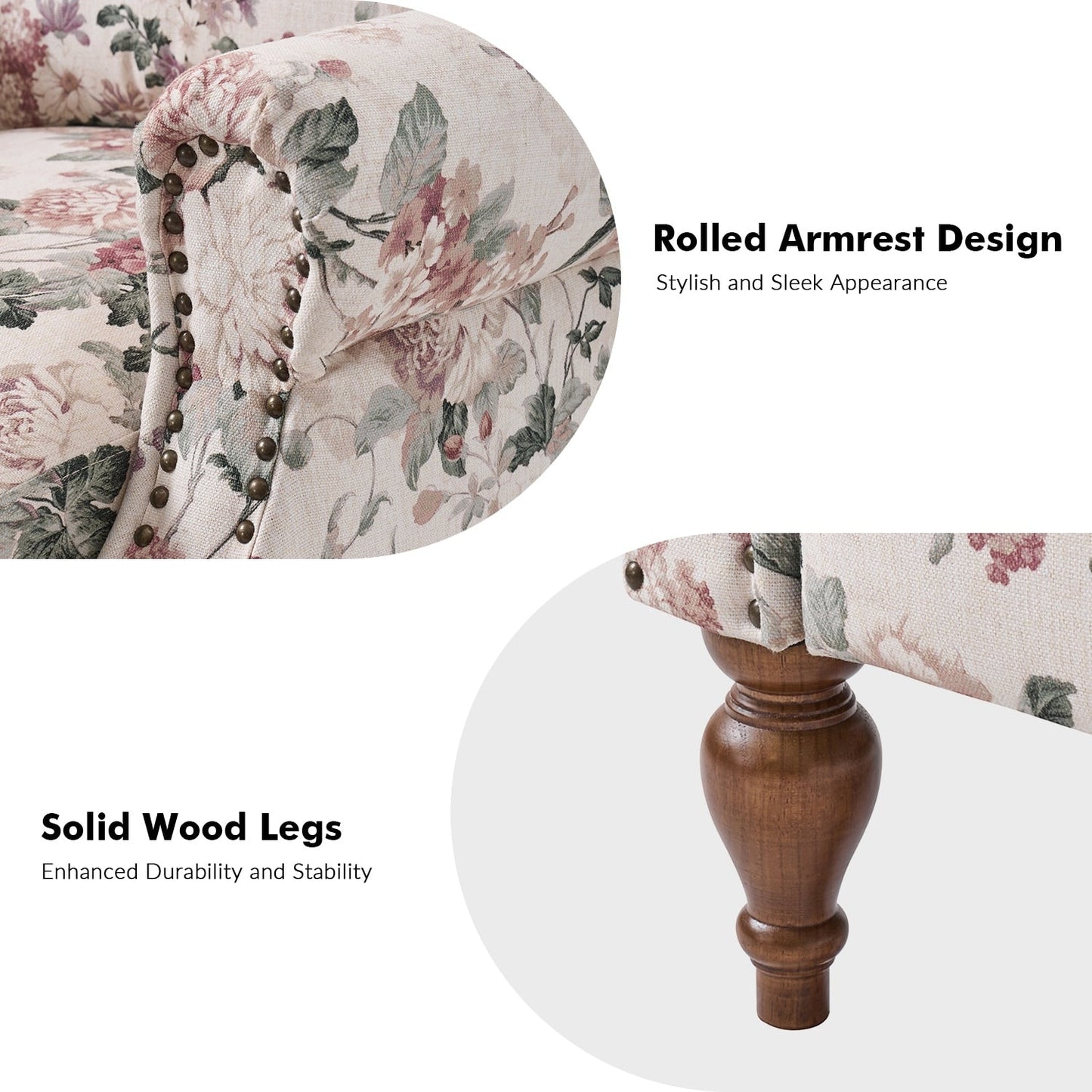 Poltrona reclinabile manuale Terri Classic Cutaway Arms con borchie per soggiorno di HULALA HOME