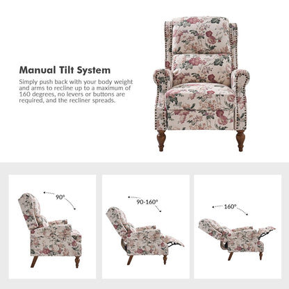 Poltrona reclinabile manuale Terri Classic Cutaway Arms con borchie per soggiorno di HULALA HOME