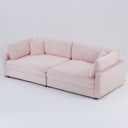 Divano in velluto a coste da 112 pollici, con due cuscini e quattro schienali