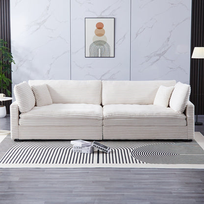 Divano in velluto a coste da 112 pollici, con due cuscini e quattro schienali