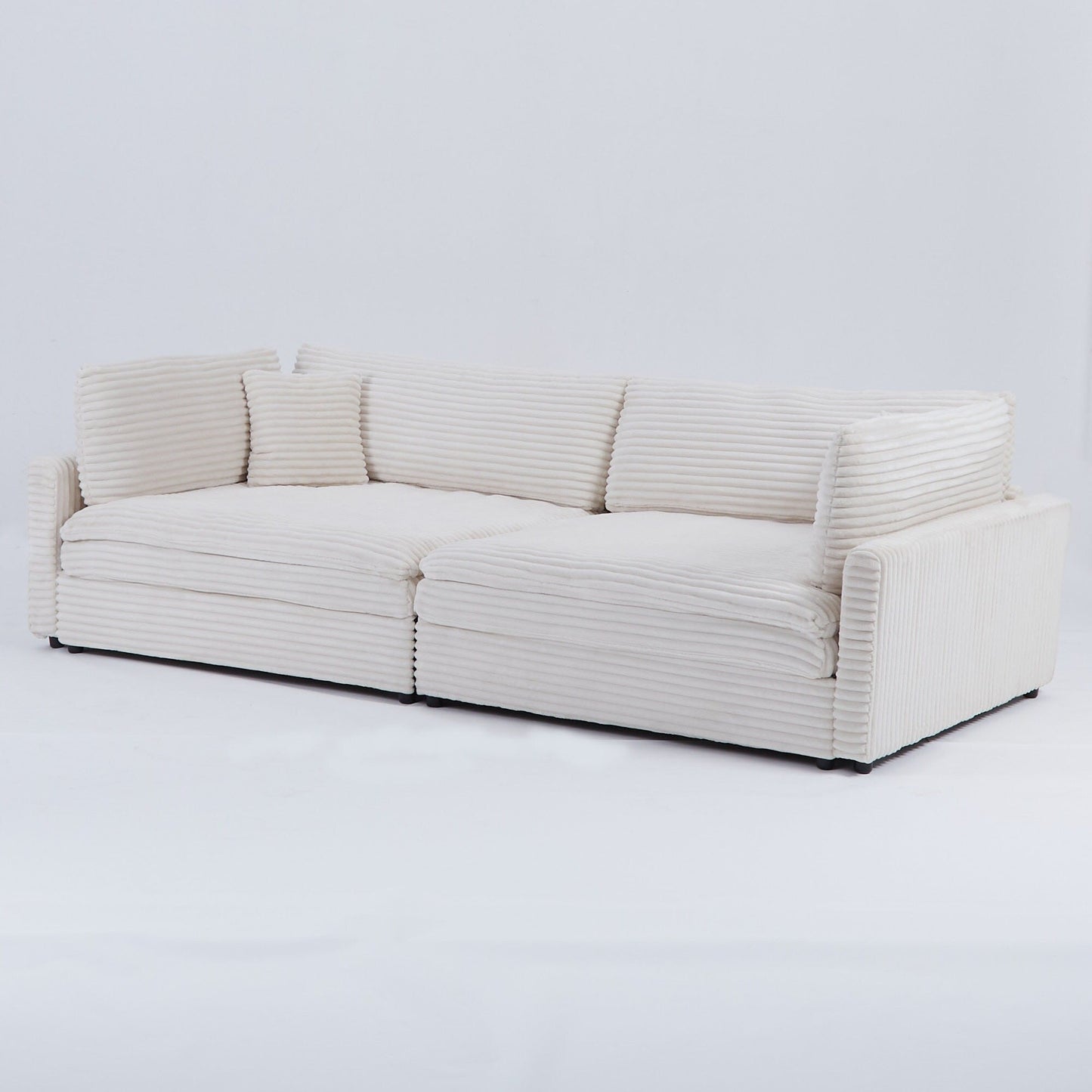 Divano in velluto a coste da 112 pollici, con due cuscini e quattro schienali