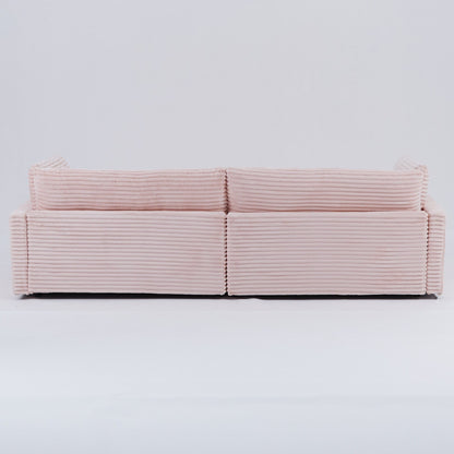 Divano in velluto a coste da 112 pollici, con due cuscini e quattro schienali