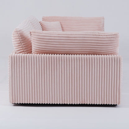 Divano in velluto a coste da 112 pollici, con due cuscini e quattro schienali