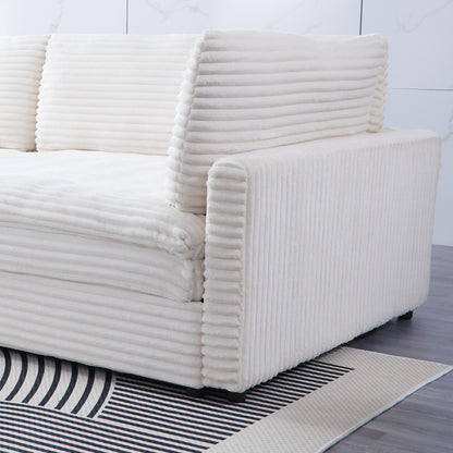 Divano in velluto a coste da 112 pollici, con due cuscini e quattro schienali