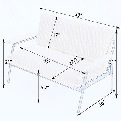 Il divano da 53 pollici offre una disposizione spaziosa nel piccolo appartamento