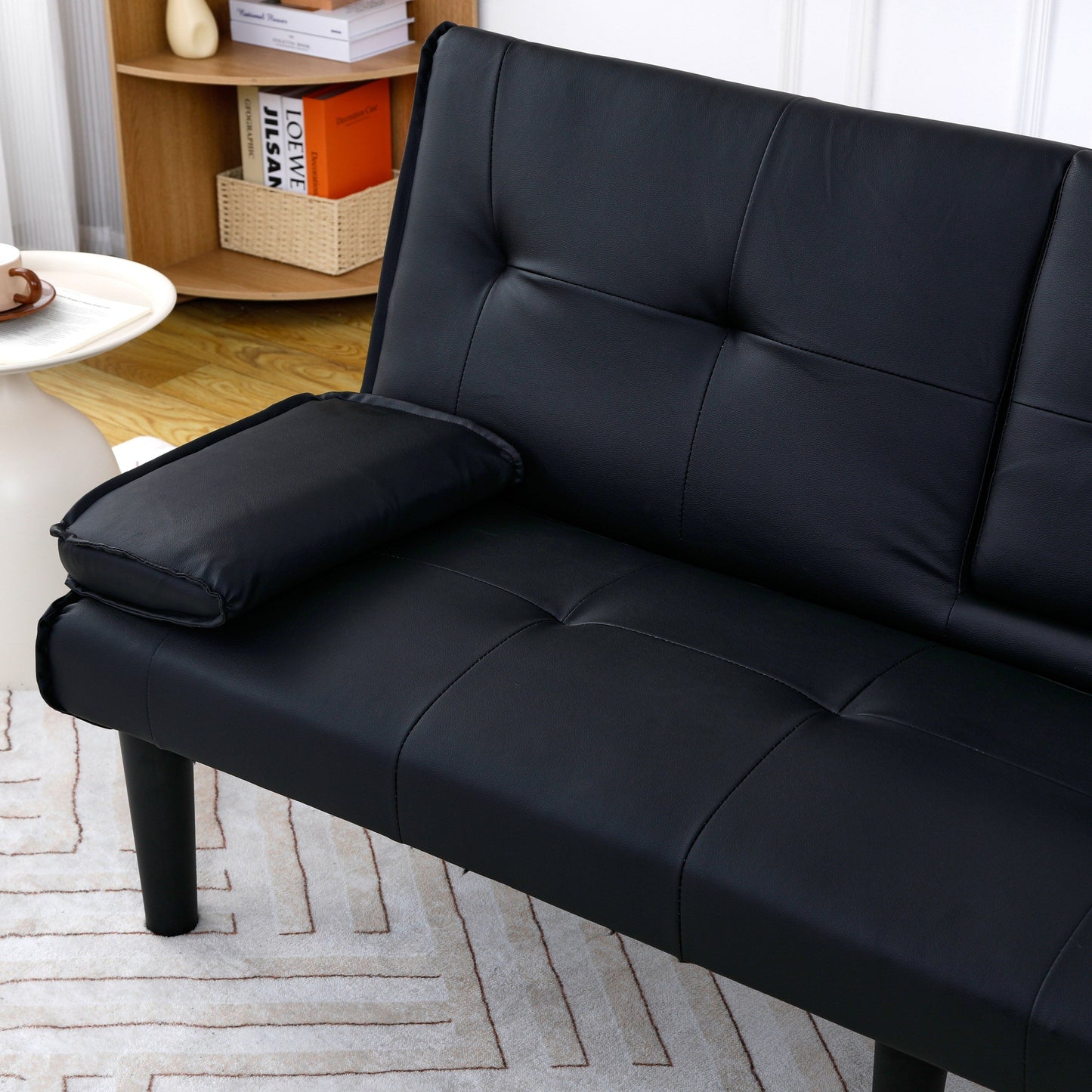 Divano letto multifunzionale in PVC da 67 pollici, con design pieghevole e portabicchieri