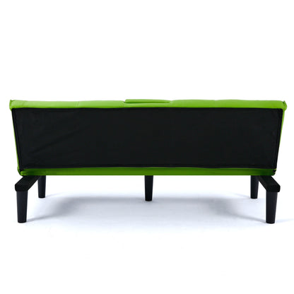 Divano letto multifunzionale in PVC nero da 67 pollici con design pieghevole e portabicchieri