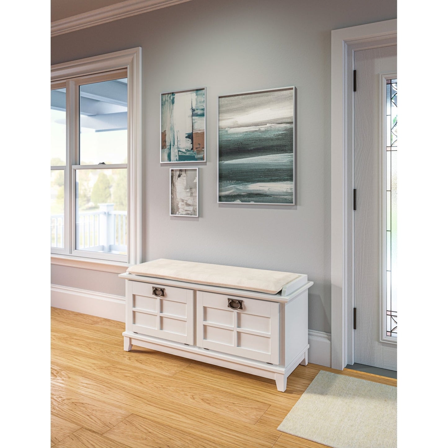 Panca contenitore imbottita in pietra antica The Gray Barn