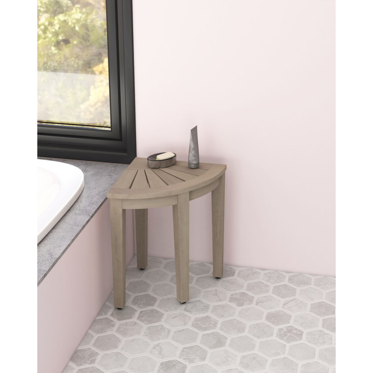 Panca angolare per doccia in teak originale Kai