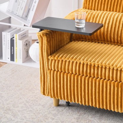 Il divano in velluto a coste estraibile e a scomparsa con doppia funzione, dotato di un piano del tavolo mobile e porte USB, è adatto