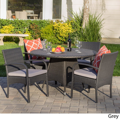 Set da pranzo in vimini da 5 pezzi Theodore Outdoor con cuscino di Christopher Knight Home