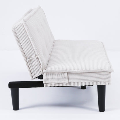 Questo divano letto in velluto a coste da 66 pollici può passare da una forma all'altra in modo confortevole