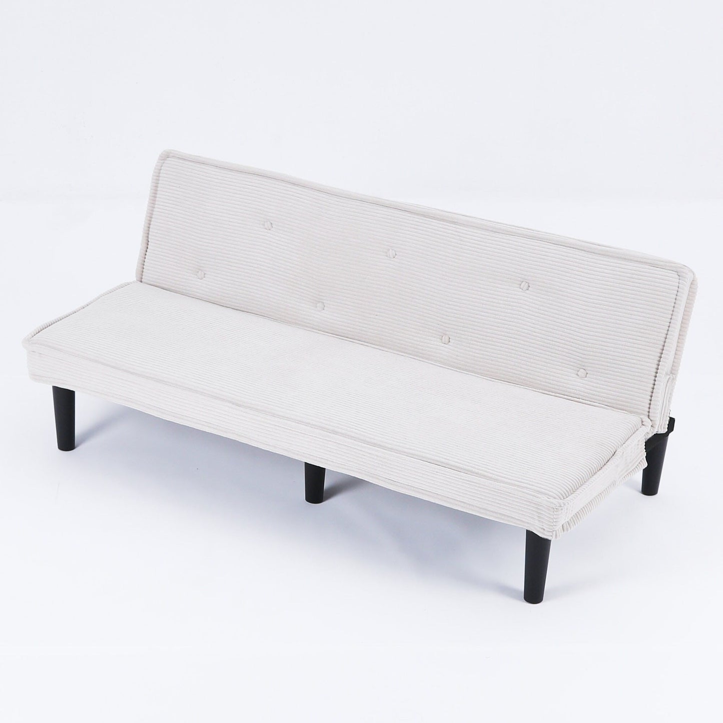 Questo divano letto in velluto a coste da 66 pollici può passare da una forma all'altra in modo confortevole