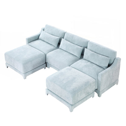 Divano a tre posti con 2 pouf mobili