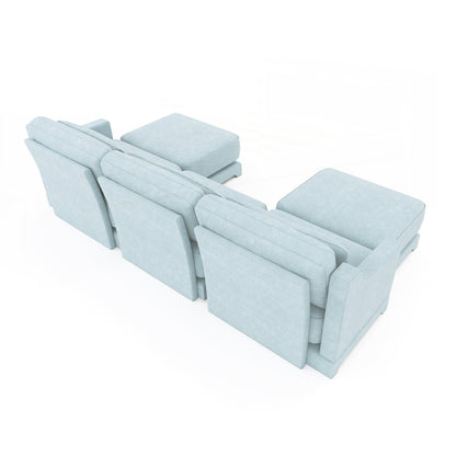 Divano a tre posti con 2 pouf mobili